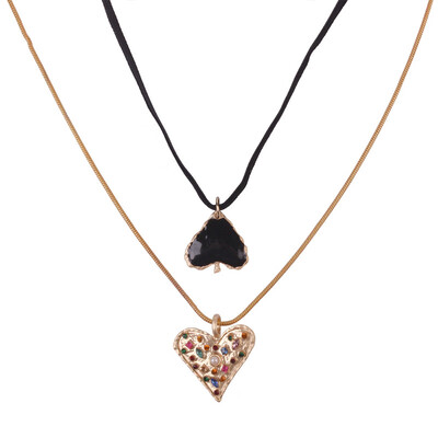 

Solememo Punk ZA Double Heart Pendant Necklace For Women Red Hearts Necklace For Party Wedding Jewelry Gifts Wholesale N6803