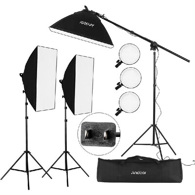 

Andoer Studio Photography Softbox LED Light Kit Including 2028 Inches Softboxes 45W Bi-color Temperature 2700K5500K Dimmable LED