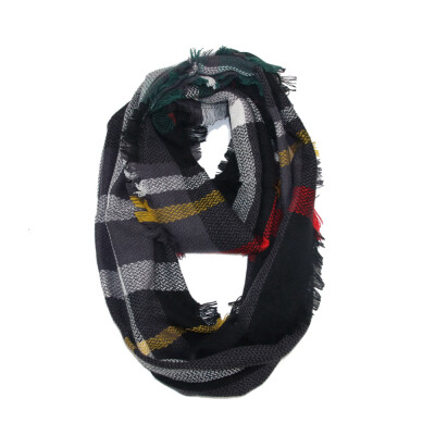 

Gobestart Winter Warm Plaid Ring Neck Warmer Wrap Collar Scarf