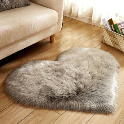 

Fluffy Heart Shaped Rug Shaggy Floor Soft Faux Fur Home Bedroom Hairy Carpet