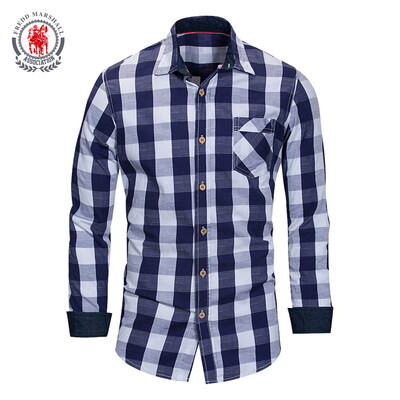 

Fredd Marshall FM155 Long Sleeve Cotton Plaid Men Shirt