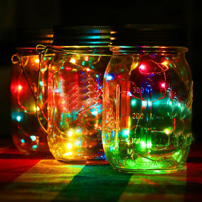 

Siaonvr LED Fairy Light Solar For Mason Jar Lid Insert Color Changing Garden Decor MR