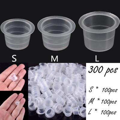 

〖Follure〗300Pcs Disposable Small Ink Pigment Caps Plastic Cups Holders Tattoo Supplies