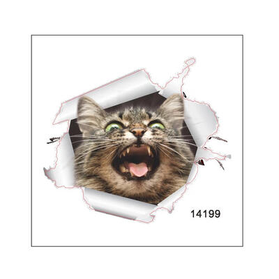 

14199 Cat Vivid 3D Smashed Switch Wall Sticker Bathroom Kicthen Decorative