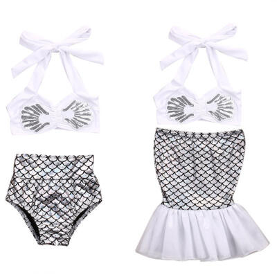 

2Pcs Mermaid Infant Girls Kids Tankini Swimwear Bikini Swimsuit Beach Style