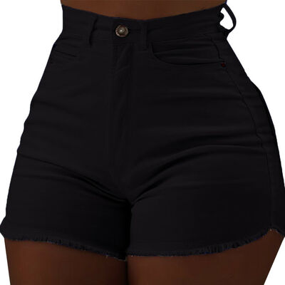 

New Slip on Women Jeans Denim Lace-up Candy Color Short Jeans Ripped High Waist Skinny Hot Pants Shorts