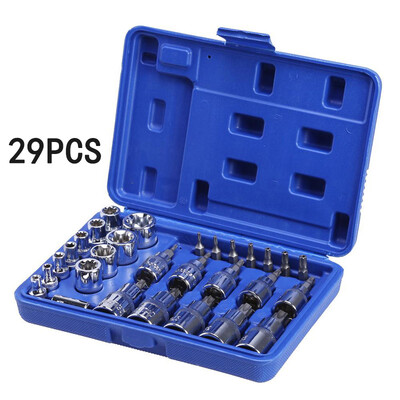 

29 PcsSet Chrome Vanadium Steel Star Socket Bit Set Household Repair Tools Box