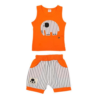 

Summer Baby Boy Vest Stripe Shorts 2pcs Cartoon Style Clothing Set Children Sports Suit