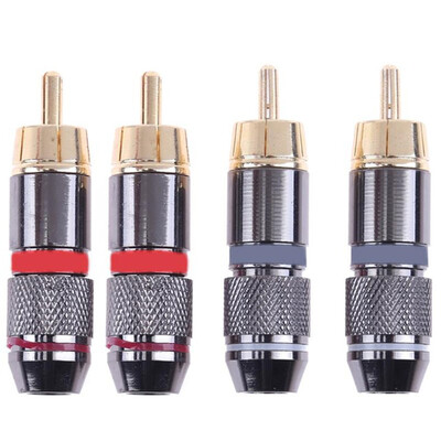 

4pcs Gold Plated Pure Copper RCA Plug 6mm Solderless Audio Video Connector RCA Jack