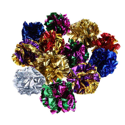 

12pcs Colorful Ring Paper Cat Toy Mylar Balls Sound Paper Kitten Play Balls
