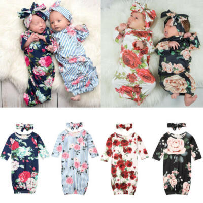 

Newborn Baby Sleeping Bags Infant Blanket Swaddle Wrap Gown 2PCS Outfits Sets UK