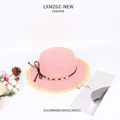 

Childrens new straw hat rhinestone plum bow hat baby summer outdoor sun visor Sun Flash Sun Hat