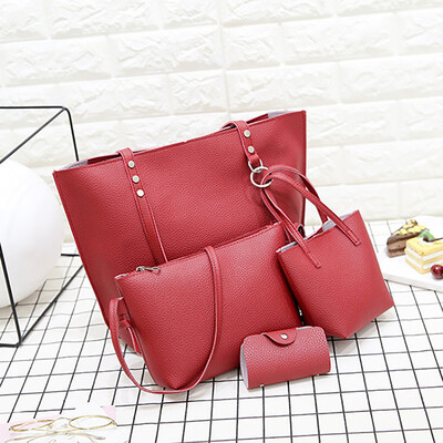 

Gobestart Fashion Women Leather Four-Piece Shoulder Crossbody Bag Clutch Wallet Retro Bag