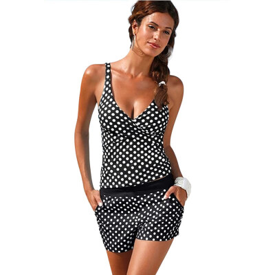 

Casual polka dot vest Swimwear seaside holiday boxer split swimsuit