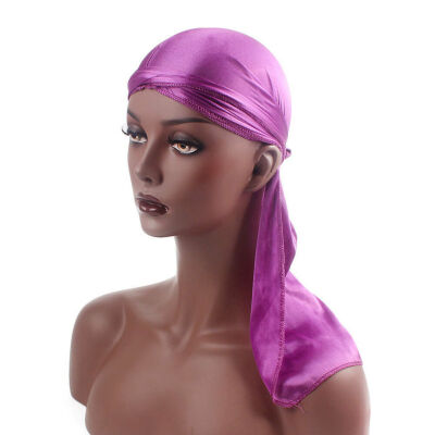 

Men Women Silky Durag Bandanna Turban Hat Wig Doo Rag Biker Headwear Headband