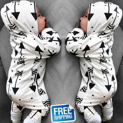 

Cute Newborn Baby Boy Girl Autumn Long Sleeve Hoodies Arrow Romper Bodysuit Jumpsuit Outfit Clothes New
