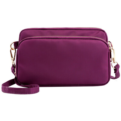 

Women Solid Color Waterproof Zipper Small Clutch Crossbody Shoulder Nylon Bag