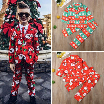 

Little Boy Christmas Formal Suit Set Blazer Jacket Pants Tie Gentleman Outfits