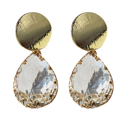 

Fashion Transparent Square Waterdrop Faux Crystal Pendant Women Stud Earrings