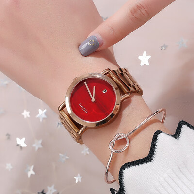 

Personality calendar quartz female steel belt watch texture dial casual steel belt watch