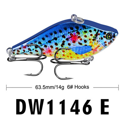 

Vissen Blue Fishing Lures Hard Bait Minnow VIB Lure with Treble Hook Life-Like Swimbait Fishing Bait 3D Fishing Eyes