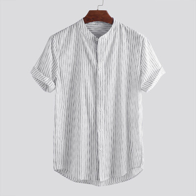 

Toponeto Mens Vintage Baggy Splicing Linen Solid Short Sleeve Retro T Shirts Tops Blouse