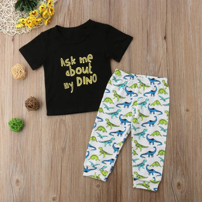 

2PCS Newborn Toddler Baby Boys Girls Dinosaur TopsPants Set Clothes Outfits