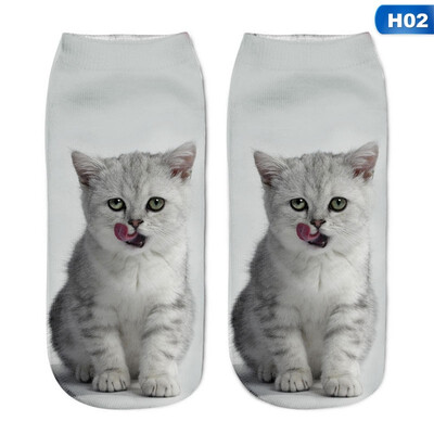 

Christmas Funny Girls Casual Socks 3D Cute Cat Printed Short Socks