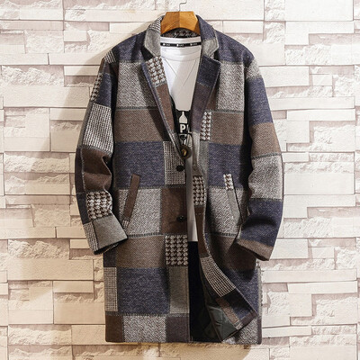 

Gobestart Mens Autumn Winter Casual Plaid Turn-down Collar Jacket Coat