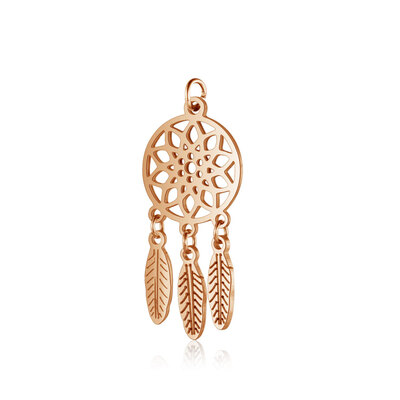 

304 Stainless Steel Pendants with Jump Rings Polished Dream Catcher Rose Gold 32x14x1mm Hole 3mm