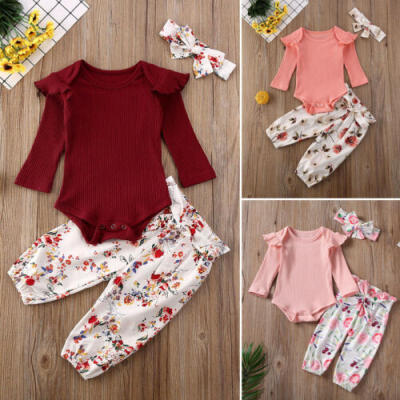 

Infant Baby Girl Autumn Winter Knitted Tops Romper Long Pants Clothes Tracksuit