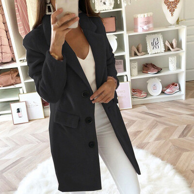 

Women Casual Lapel Collar Single Breasted Coat Solid Soft Fluffy Outwear Jacket