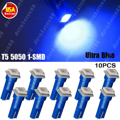 

10X Pure Blue T5 Wedge 3-Cell 5050 1SMD LED Bulbs Dashboard Dash Gauge Side 12V