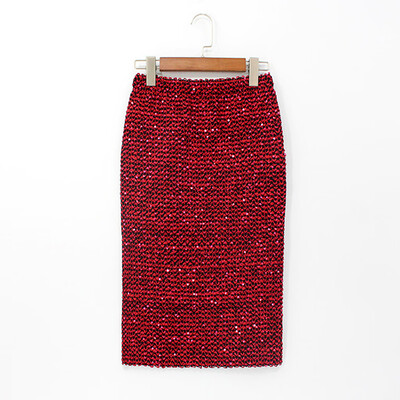 

Roseonmyhand Womens Solid Color Pack Hip Skirt Pencil skirt Sequin Skirt Stretchy Waistline