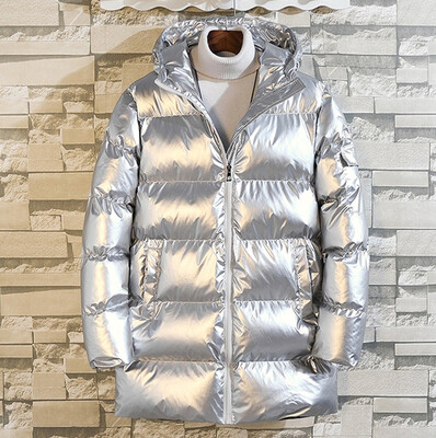 

Toponeto Mens Winter Medium length Hoodie Patchwork Thickened Cotton Padded Coat