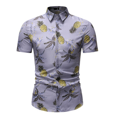 

Tailored Mens Summer Fashion Business Leisure Printing Short-sleeved Shirt Top Blouse
