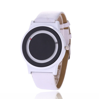 

Simple&non-scale black&white belt watch creative personality new concept quartz watch men&women couple table