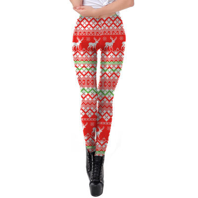 

Women Christmas Print Wear Bottoming Leggings Stretchy High Waist Stretchable Skinny Tights Pants