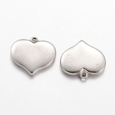 

304 Stainless Steel Pendants Heart Stainless Steel Color 16x17x3mm Hole 1mm