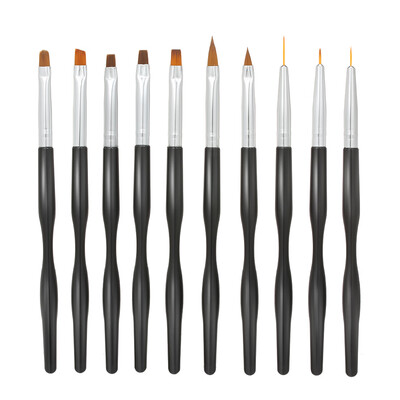 

10pcs Professional Nail Art Brushes Pens Acrylic UV Gel Builder Brushes Set for Nail Painting Drawing DIY Nail Tool