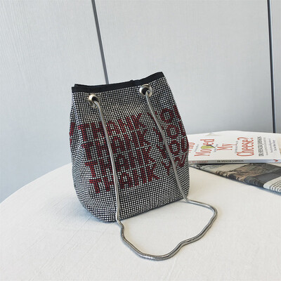 

Tailored Womens Fashion Multicolor Bag Bright Diamond Package Chain Letter Bucket Bag