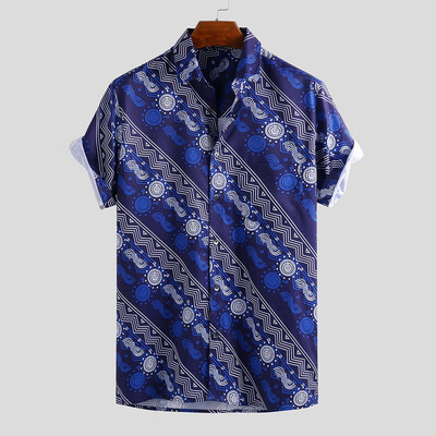 

Toponeto Mens Printed Hawaiian Breathable Casual Short Sleeve Loose Shirts