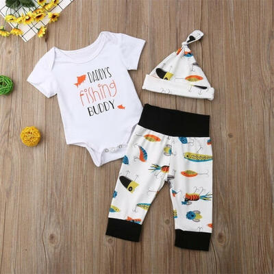 

Newborn Baby Boy Girl Outfits Clothes Short Sleeve Tops RomperPants 3pcs Set