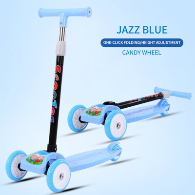 

New Folding meters high Childrens scooter 2-8 years old Three-wheeled flash Skateboarding car Walker