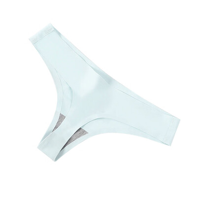 

Toponeto Women Invisible Sexy Underwear Briefs G-Strings Solid Ice Silk Seamless Crotch