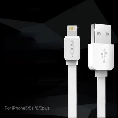 

ROCK Universal USB To Lightning Flat Noodle Charging Data Cable For IPhone 6 7 8 X IOS Devices-1m