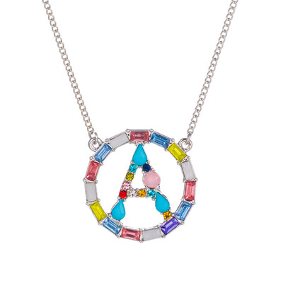 

Letter Fashion Multi-color Zircon Charm Circle Pendant Necklace Necklaces Birthday Jewelry Christmas Gifts