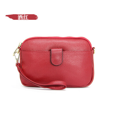 

First layer cowhide 2019 new ladies leather Europe&America shell wallet clutch bag lychee pattern shoulder Messenger bag