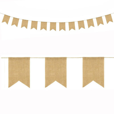 

FUNNYBUNNY 12Pcs Burlap Banner DIY Decoration for Wedding Baby Shower&Party 105feet