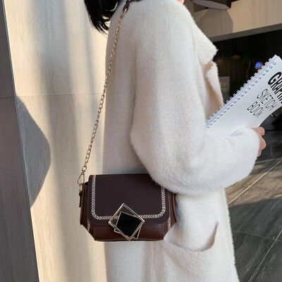 

Women Chain Bag PU Leather Crossbody Square-Shaped Fashion Small Messenger Bag